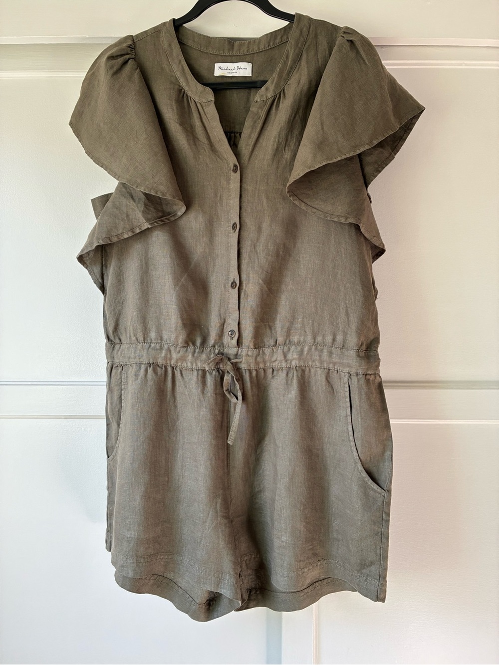 ✨Michael Stars✨ Dark Olive Linen Romper- NWOT